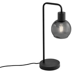 Lampa stołowa Art Deco czarna z dymionym szkłem - Vidro Oswietlenie wewnetrzne
