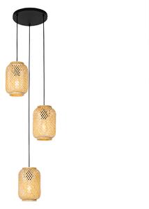 Orientalna lampa wisząca bambusowa 3-punktowa - Yvonne Oswietlenie wewnetrzne