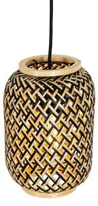 Orientalna lampa wisząca bambusowa z czarnym 3-punktowym światłem - Yvonne Oswietlenie wewnetrzne