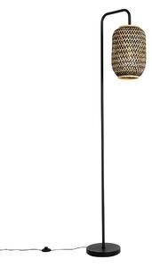 Orientalna lampa podłogowa bambusowa w kolorze czarnym - Yvonne Oswietlenie wewnetrzne