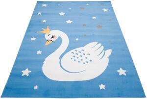 Prostokątny niebieski dywan z łabędziem w koronie - Jomi 6X