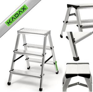 Drabina aluminiowa z podestem Musko, 3 stopnie, 125 kg