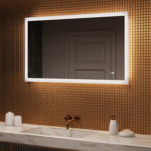 Prostokątne lustro do łazienki podświetlane LED 120x70cm z Dual color, Włącznik dotykowy, Mata grzewcza