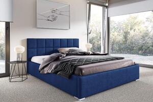 Łóżko tapicerowane pikowane Santiago 140x200 Niebieskie Metalowy Stelaż