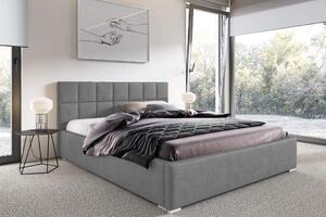 Łóżko tapicerowane pikowane z materacem Santiago 160x200 Szare  Metalowy Stelaż