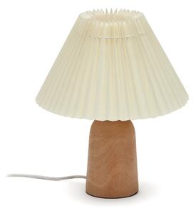 Beżowo-naturalna lampa stołowa z litego drewna kauczukowego z tekstylnym kloszem (wysokość 33 cm) Benicarlo – Kave Home