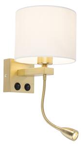Inteligentna lampa ścienna złota z białym kloszem w tym Wifi A60 - Brescia