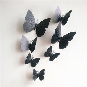 Naklejki 3D motyle z magnesem czarny, 12 szt