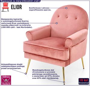 Różowy nowoczesny fotel wypoczynkowy - Morti