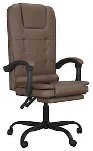 Masujący fotel biurowy z podnóżkiem w kolorze brązowym - Salve