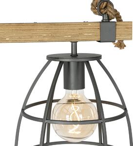 Przemysłowa lampa wisząca ciemnoszara z drewnem 2-punktowa - Arthur Oswietlenie wewnetrzne