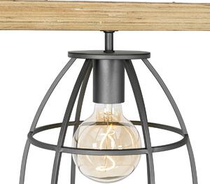 Przemysłowa lampa wisząca drewniana z ciemnoszarym 3-punktowym światłem - Arthur Oswietlenie wewnetrzne