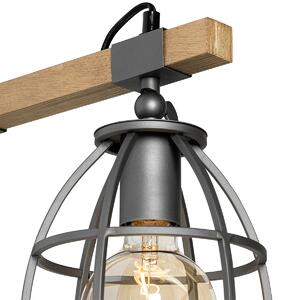 Przemysłowy Kinkiet / Lampa scienna ciemnoszary i drewno regulowany - Arthur Oswietlenie wewnetrzne