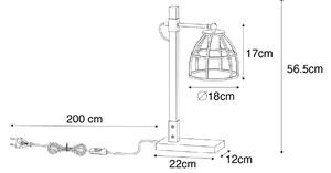 Industrialna lampa stołowa ciemnoszara z drewnem - Arthur Oswietlenie wewnetrzne