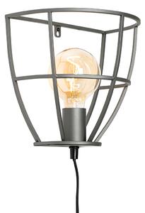 Industriële wandlamp zwart met hout en schakelaar - Arthur Oswietlenie wewnetrzne