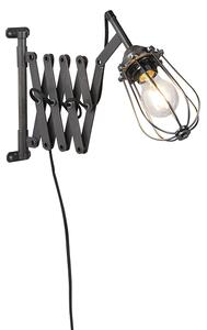 Przemysłowy Kinkiet / Lampa scienna czarny regulowany - Scissors Cage Oswietlenie wewnetrzne