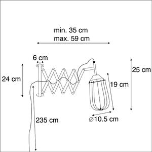 Przemysłowy Kinkiet / Lampa scienna czarny regulowany - Scissors Cage Oswietlenie wewnetrzne