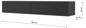Czarna długa ścienna szafka rtv 180 cm - Sinam