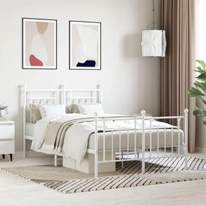 Białe metalowe łóżko małżeńskie 150x200 cm - Velonis