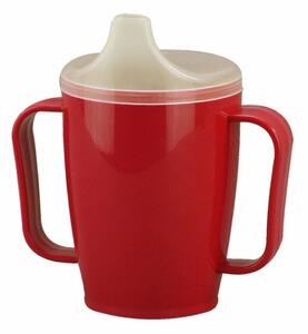 Kubek z ustnikiem i dwoma pokrywkami 250 ml, czerwony