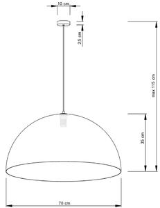 Sfera Sigma lampa wisząca sferyczna czarna środek miedziany średnica 35, 50, 70, 90 cm domodes