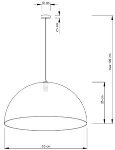 Sfera Sigma lampa wisząca sferyczna czarna środek miedziany średnica 35, 50, 70, 90 cm domodes