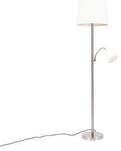 Inteligentna lampa podłogowa stalowa z białym kloszem z WiFi A60 i E14 - Retro Oswietlenie wewnetrzne