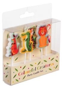 Świeczki na tort zestaw 5 szt. Colourful Creatures – Rex London