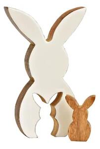Drewniany wielkanocny zajączek HOPPYDUO zestaw 2 sztuki, 20 cm, biały