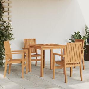 Sztaplowane krzesła ogrodowe, 4 szt., 56,5x57,5x91 cm, tekowe