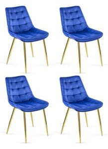 Zestaw 4 krzeseł BELLA krzesło Granatowe ze złotymi nogami