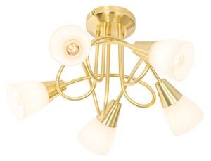 Klasyczna lampa sufitowa złota z opalowym szkłem 5-punktowa - Inez Oswietlenie wewnetrzne
