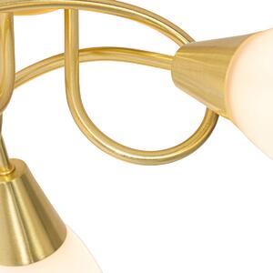 Klasyczna lampa sufitowa złota z opalowym szkłem 3-punktowa - Inez Oswietlenie wewnetrzne