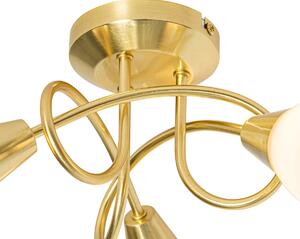 Klasyczna lampa sufitowa złota z opalowym szkłem 3-punktowa - Inez Oswietlenie wewnetrzne