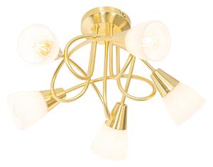 Klasyczna lampa sufitowa złota z opalowym szkłem 5-punktowa - Inez Oswietlenie wewnetrzne