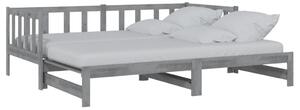 Łóżko wysuwane, szare, lite drewno sosnowe, 2x(90x200) cm
