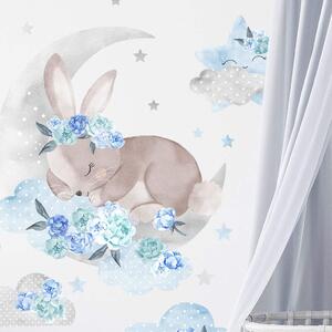 Naklejka na ścianę Śpiący królik niebieski
