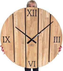 Duży zegar ścienny drewniany Solid Oak dębowy 80cm