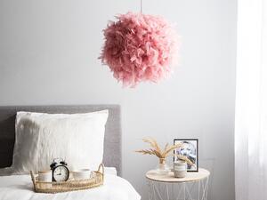 Lampa wisząca różowa z piór włochata kula Drava Beliani
