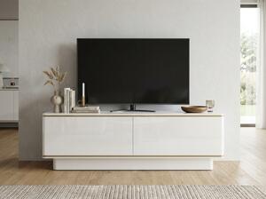 Szafka RTV ALVIN 135 cm, biała/złota