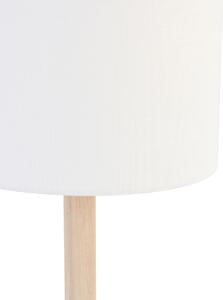 Drewniana wiejska lampa stołowa z białym kloszem - Mels Oswietlenie wewnetrzne