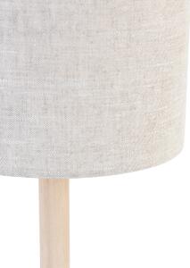 Drewniana wiejska lampa stołowa z jasnobrązowym kloszem - Mels Oswietlenie wewnetrzne