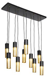 Industrialna lampa wisząca czarna ze złotymi 10-punktami - Raspi Oswietlenie wewnetrzne