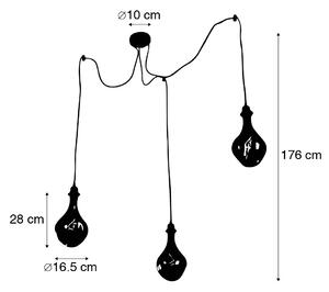 Lampa wisząca czarna 3-punktowa z bursztynową ściemnianą diodą LED - Cava Luxe Oswietlenie wewnetrzne