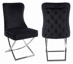 MebleMWM Krzesło Glamour Y-2009 czarny welur #20 srebrne nogi | OUTLET