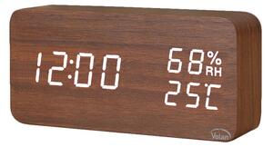 Zegar budzik elektroniczny led drewniany stojący - data termometr higrometr