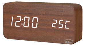 Zegar budzik drewniany elektroniczny cyfrowy led stojący - termometr + data