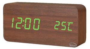Zegar budzik drewniany elektroniczny cyfrowy led stojący - termometr + data