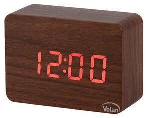 Zegar budzik drewniany led elektroniczny cyfrowy stojący - termometr + data