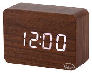 Zegar budzik drewniany led elektroniczny cyfrowy stojący - termometr + data